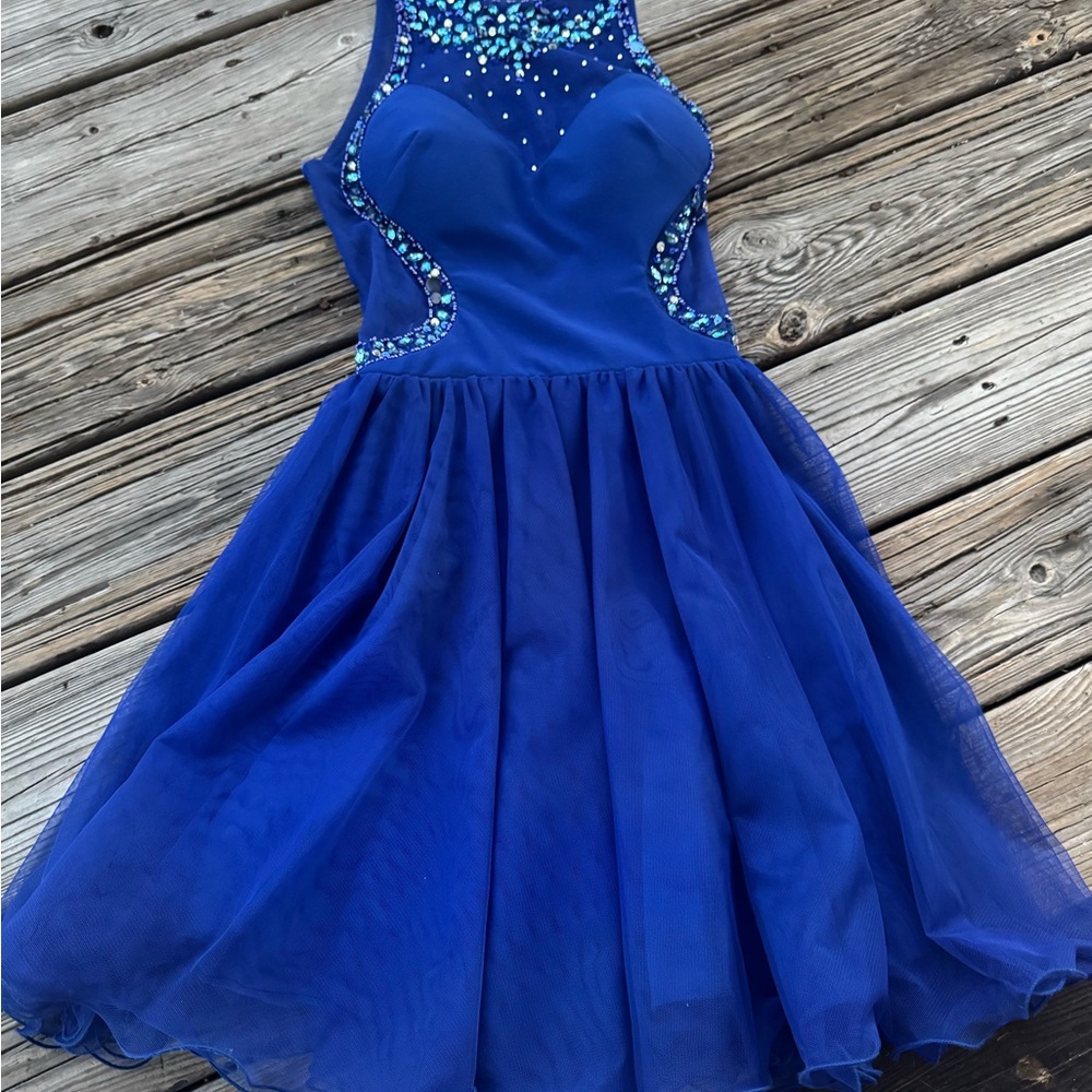 Sequin Hearts Sapphire Blue Kids Formal Dress